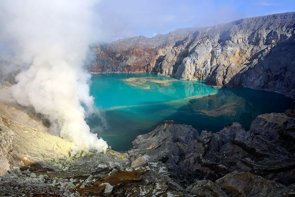 The lake of acid in Ijen Crater, Indonesia